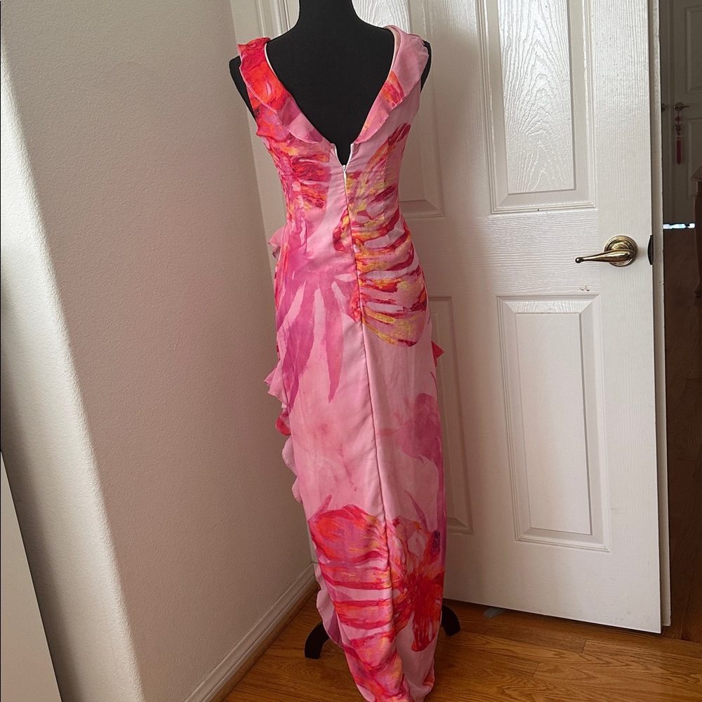 Fashion Nova Pink Floral Maxi Dress